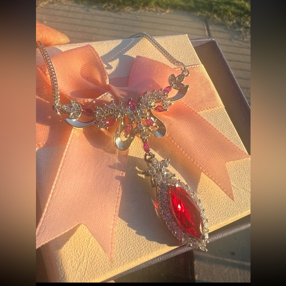 Silver Finish Red Swarovski Elements Ruby Shaded … - image 8